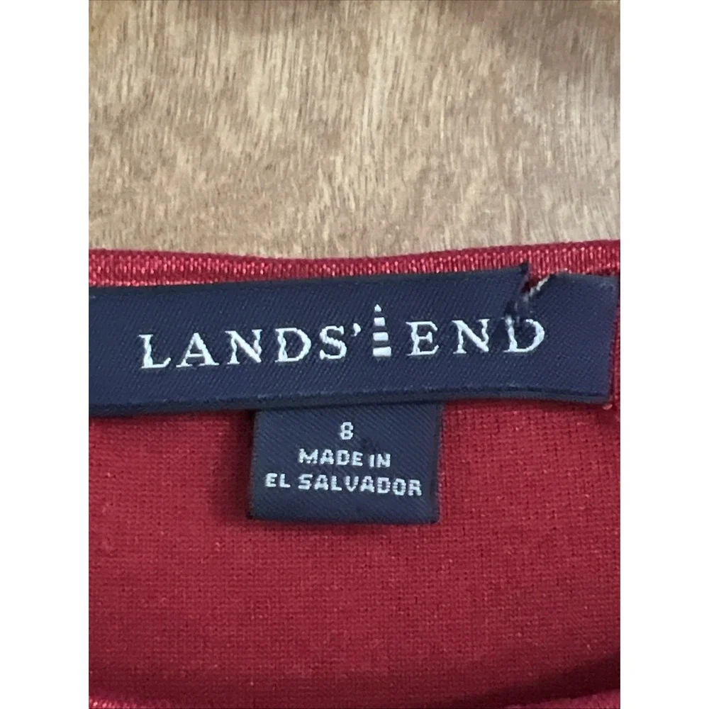 Lands End Velvet Dress Girls Size Small 8 Red Christmas EUC Beaded Holiday 29